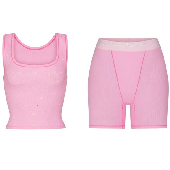 SKIMS Tops - SWAROVSKI X SKIMS SET COTTON RIB BOXER & TOP